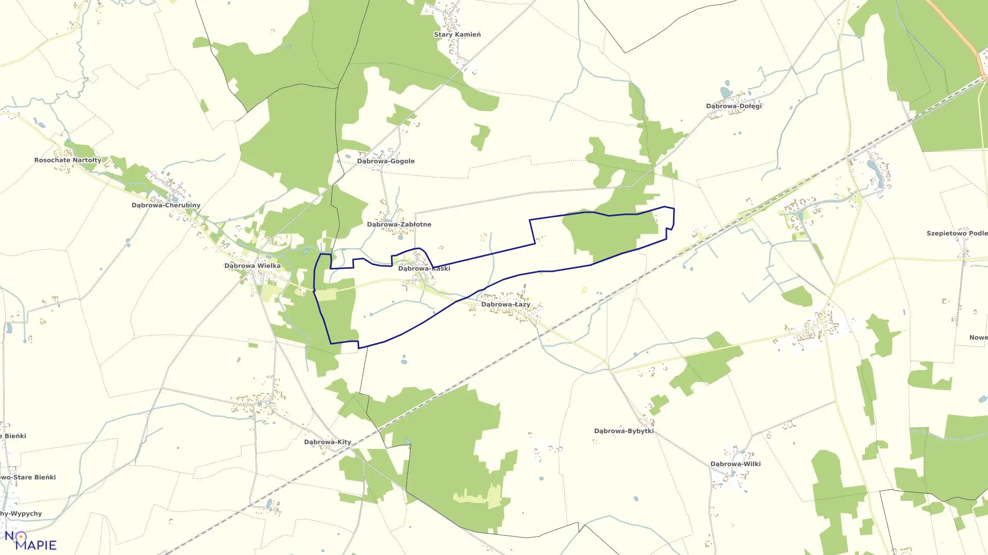 Mapa obrębu DĄBROWA-KASKI w gminie Szepietowo