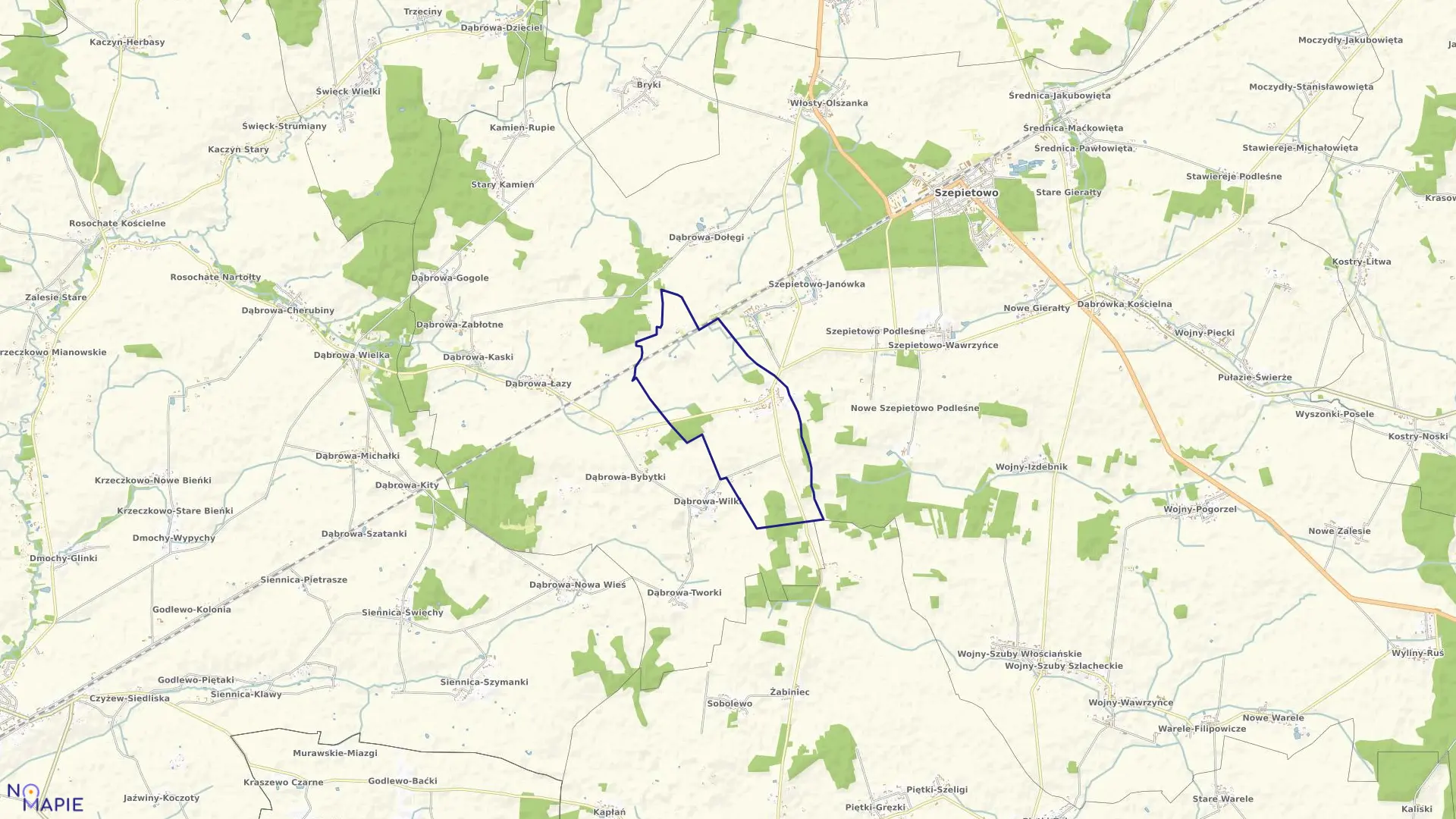 Mapa obrębu DĄBROWA-MOCZYDŁY w gminie Szepietowo