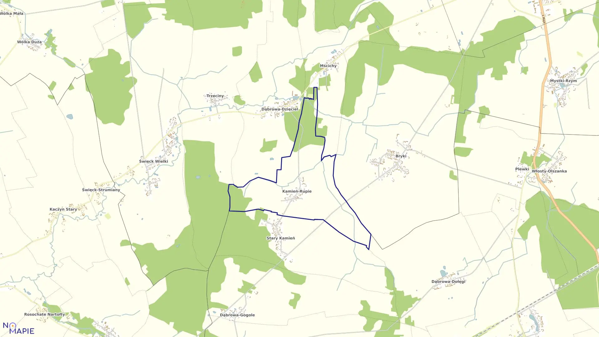 Mapa obrębu KAMIEŃ-RUPIE w gminie Szepietowo